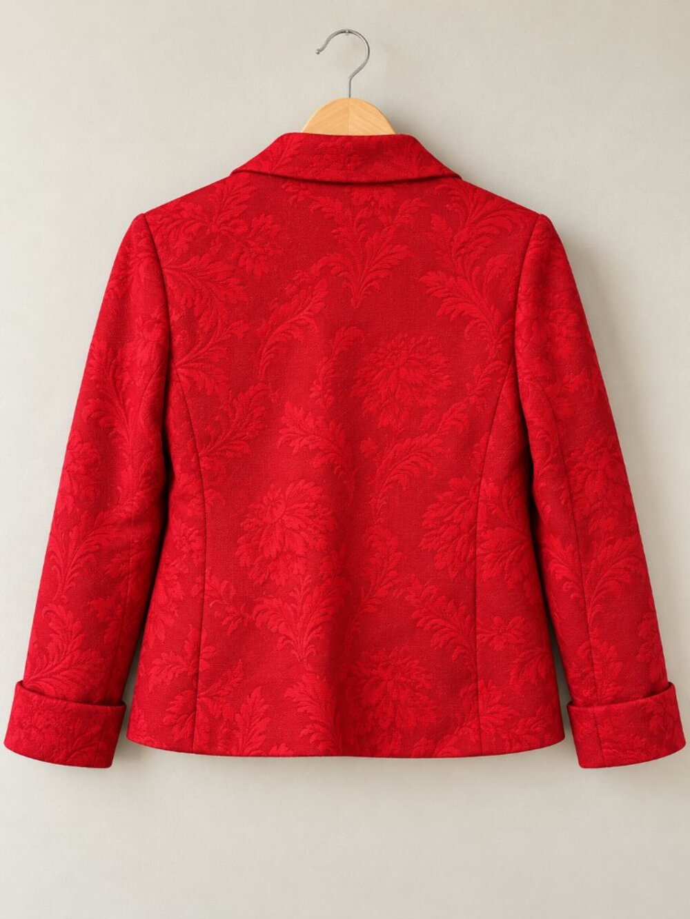 Talbots Red Floral Brocade Double Breasted Jacket Medium Holiday - Picture 5 of 9